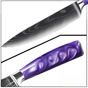 Faca Chefe Purple Acabamento Aço Damasco Bufaluz