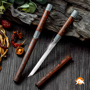 [PROMOÇÃO] Combo Faca Artesanal Bambu Ultra Afiada Bufaluz - Compre 1 Leve 2 [Forjada a Mão] + Bainha Grátis