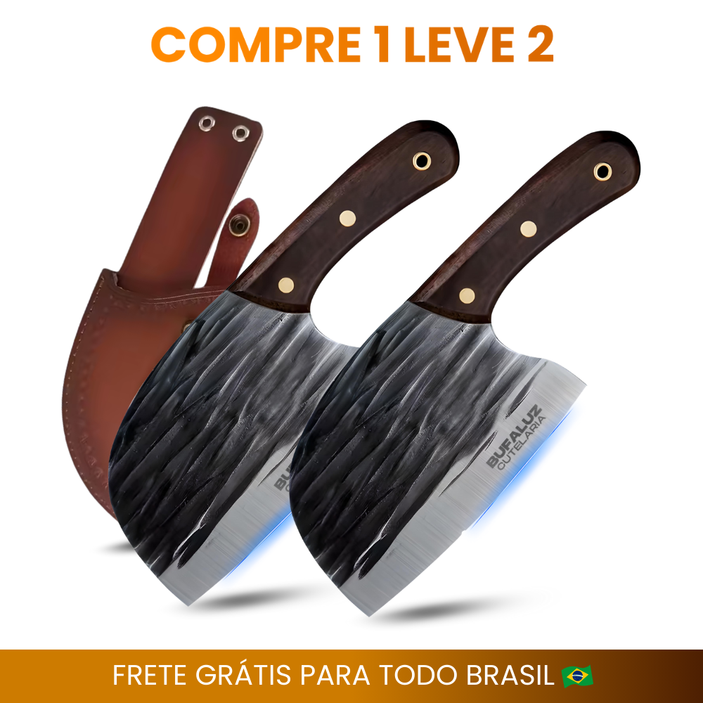 Combo 2 Cutelos Artesanais Magnus Forjado a Mão + Bainha de Couro Grátis