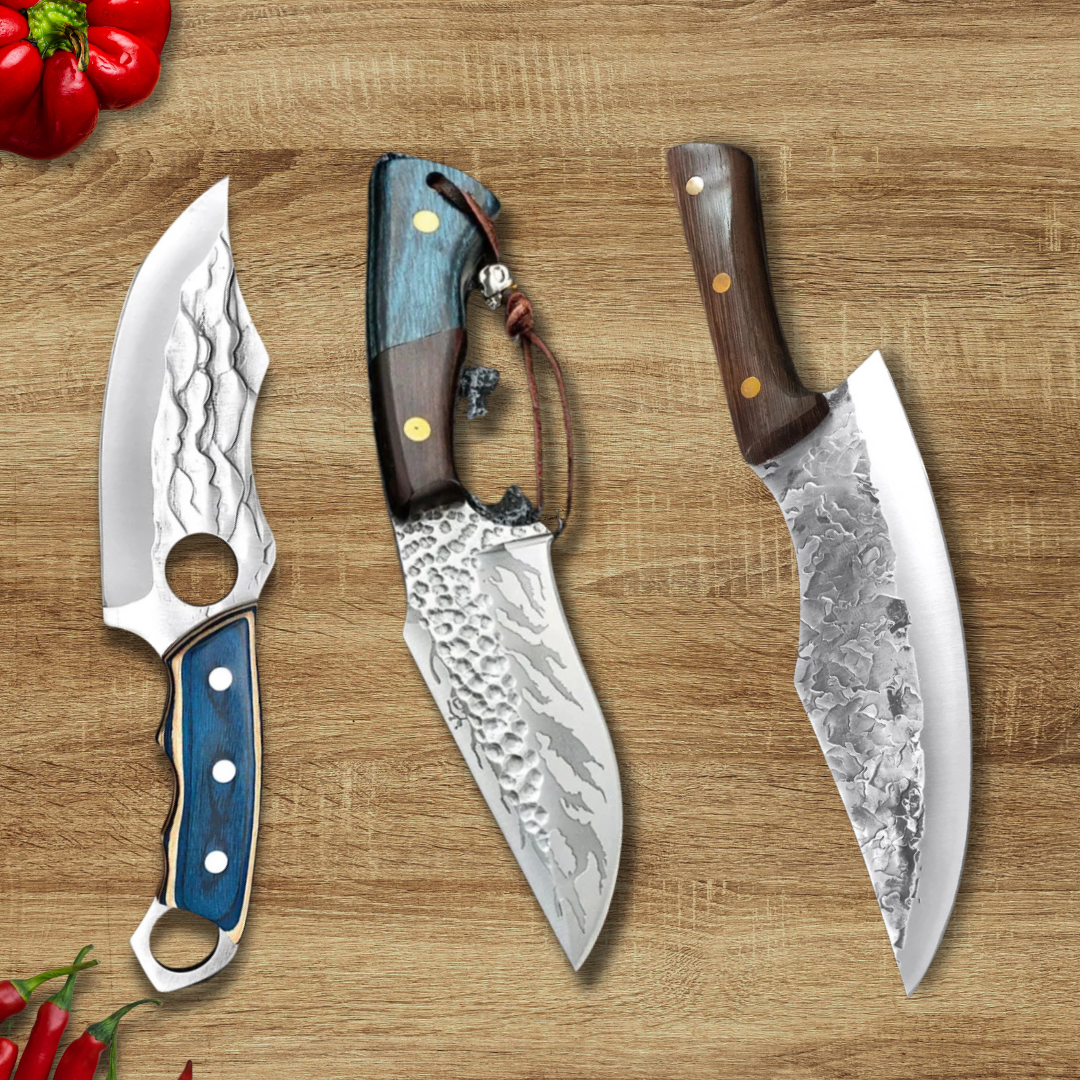 Combo 3 Facas Artesanais  Bufaluz- Forjadas a Mão + 3 Bainhas