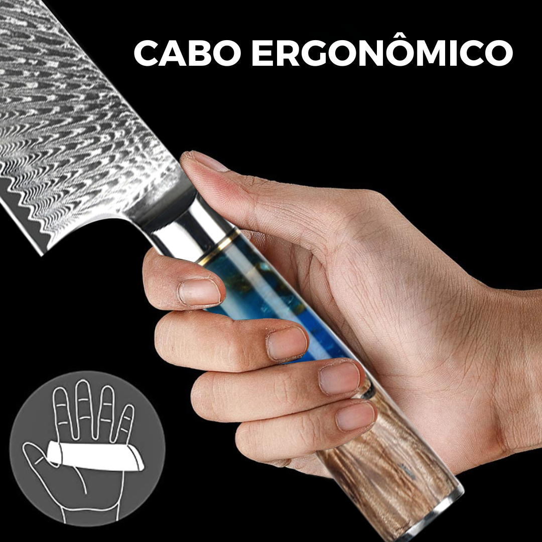 Combo 2 Facas Laminada em Aço Damasco - Bufaluz