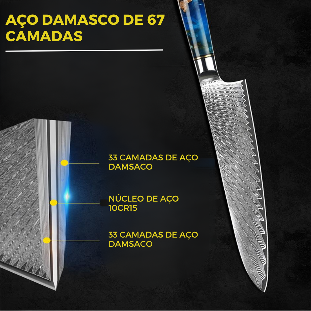 Combo 2 Facas Laminada em Aço Damasco - Bufaluz