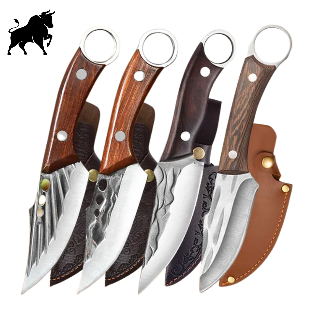 [OFERTA LIMITADA] Combo 4 Facas Artesanais Forjadas a Mão Bufaluz - Compre 2 Leve 4 + Bainhas Grátis